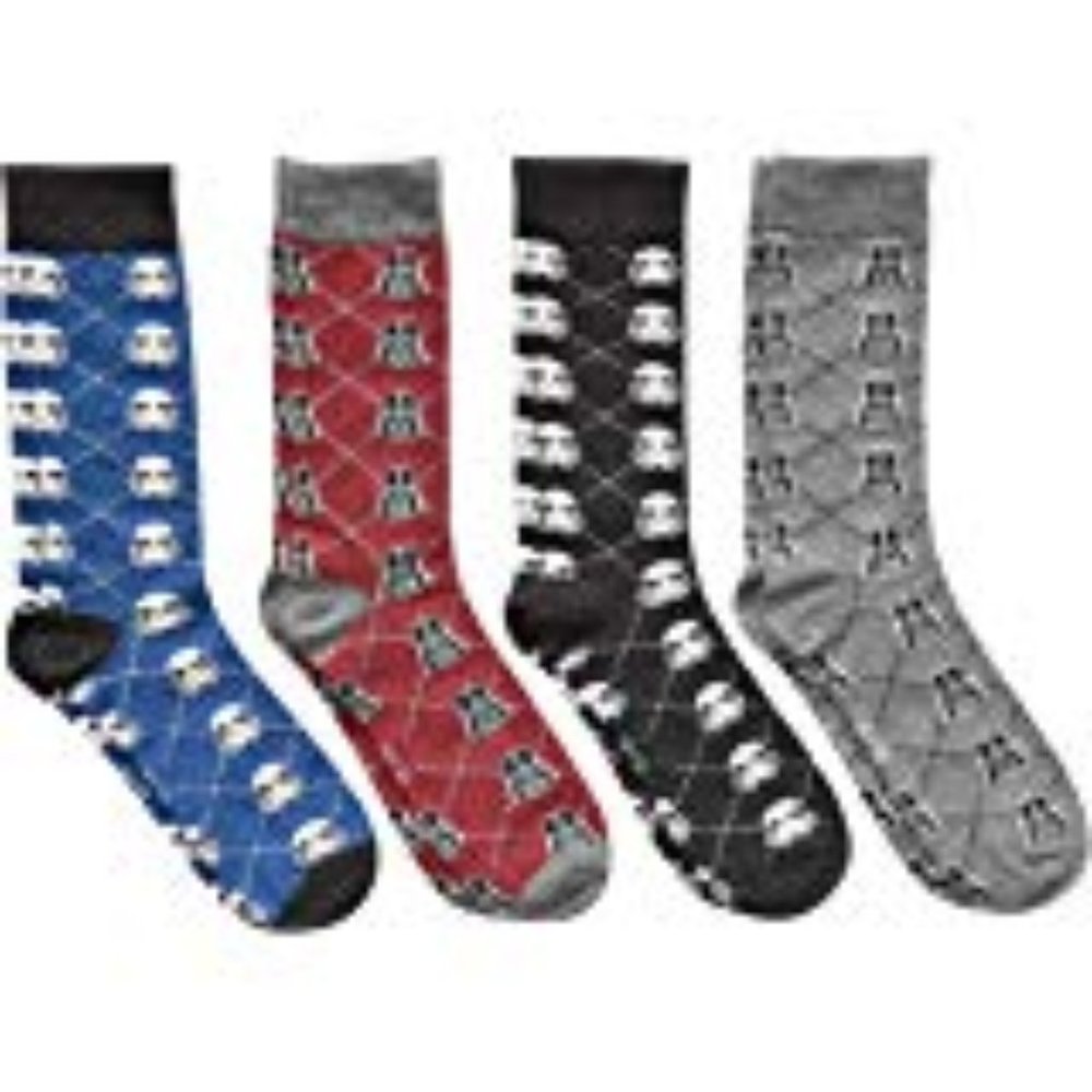 (NEW) 4 Pair Star Wars Men's Dress Socks Darth